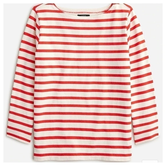 J. Crew red striped 3/4 sleeve boat neck tee classic minimalist preppy size XXS - Picture 5 of 14